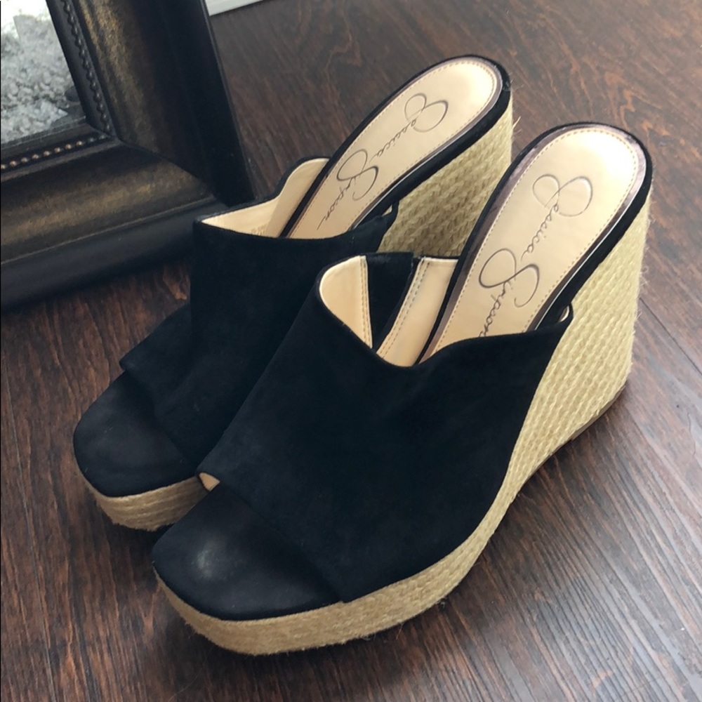 Jessica Simpson black suede espadrille